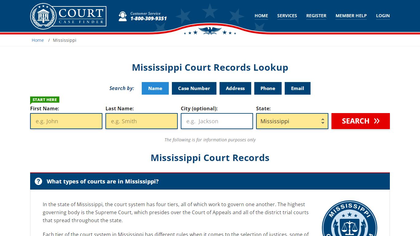 Mississippi Court Records Lookup - MS Court Case Search